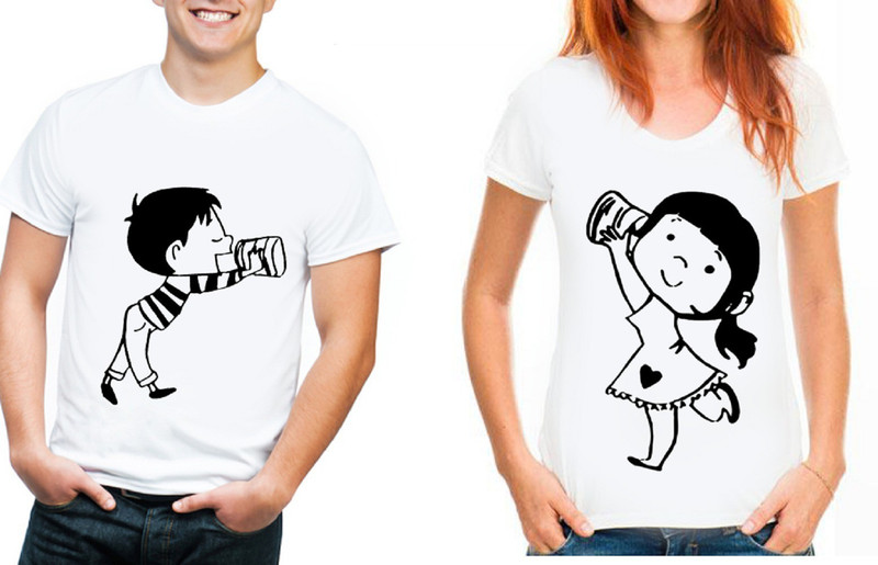 vfesta Graphic Print Men & Women Round Neck White T-Shirt(Pack of 2)
