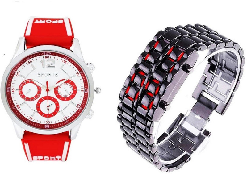 watch fine sports red chain-01 sports red chain magic Analog-Digital Watch  - For Boys