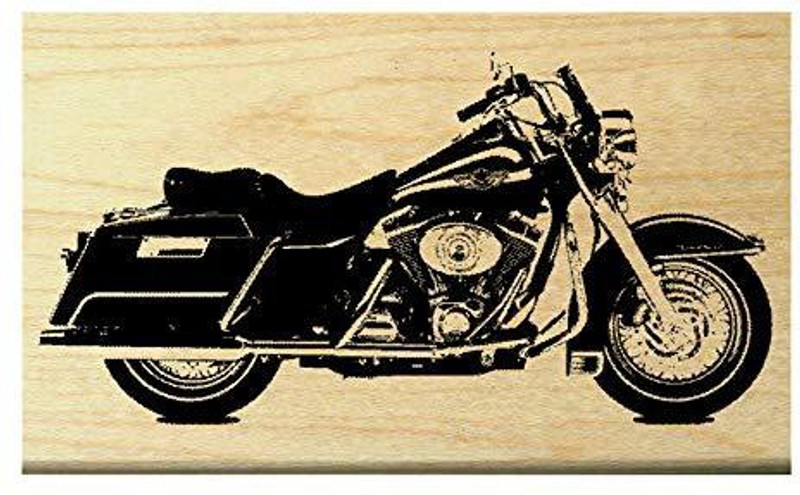 dragonflylaser P10 Harley motorcycle line art rubber stamp WM