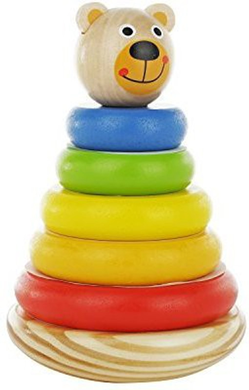 toy chest nyc Adorable Bear Wooden Ring Colorful Rainbow Stacker - Solid Wood Educational Baby Toy For Toddler Boys And Girls Age 6-12 Months,(Multicolor)