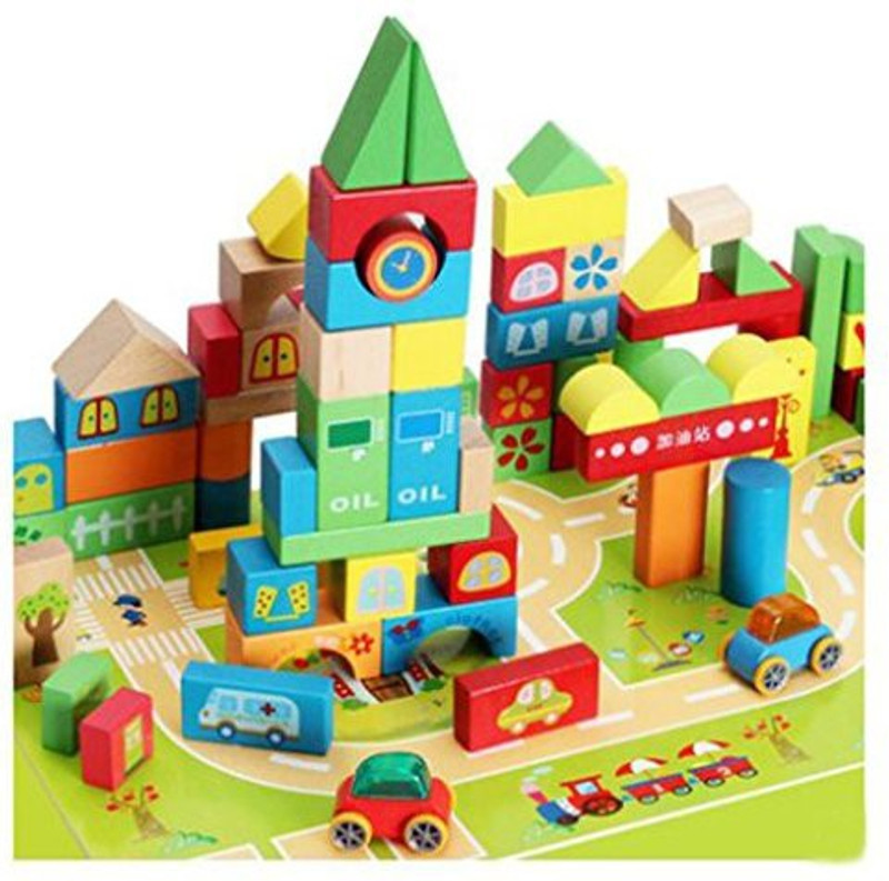 xiaopingshop 170 Grains Of Alphanumeric City Traffic Baby Blocks Puzzle Wooden Toys(Multicolor)