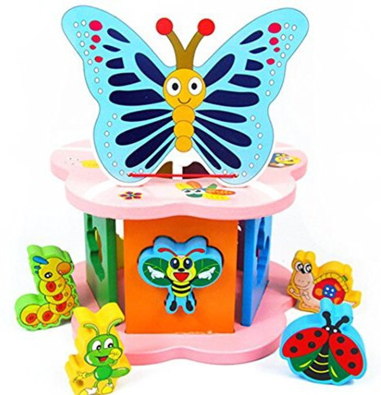 xiaopingshop Wooden Shape Animal Patterns Paired Cognitive Baby Show Paired Toy Building Blocks(Multicolor)