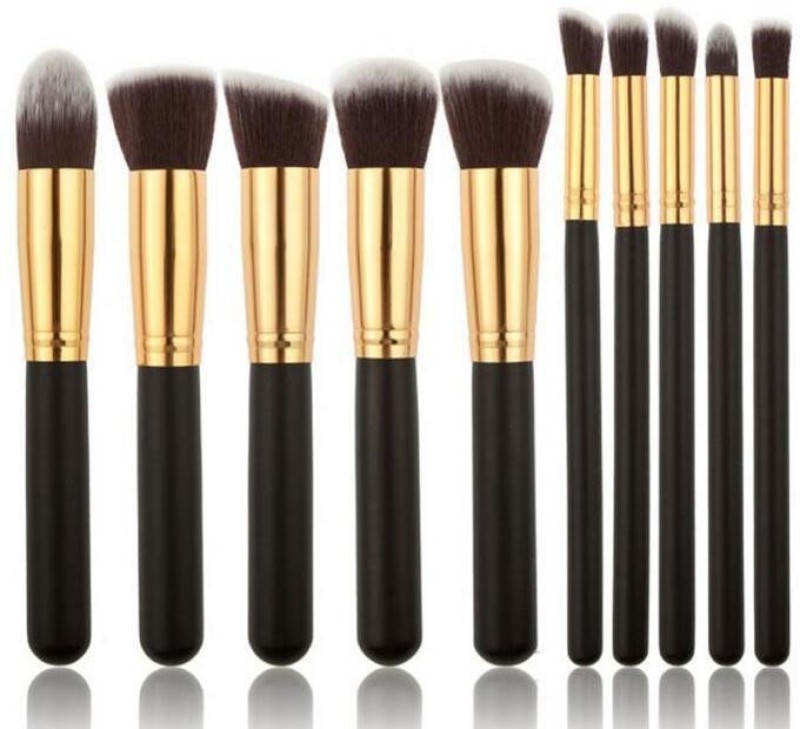 Skinplus Premium Synthetic Makeup Brush Set (black)(Pack of 10)