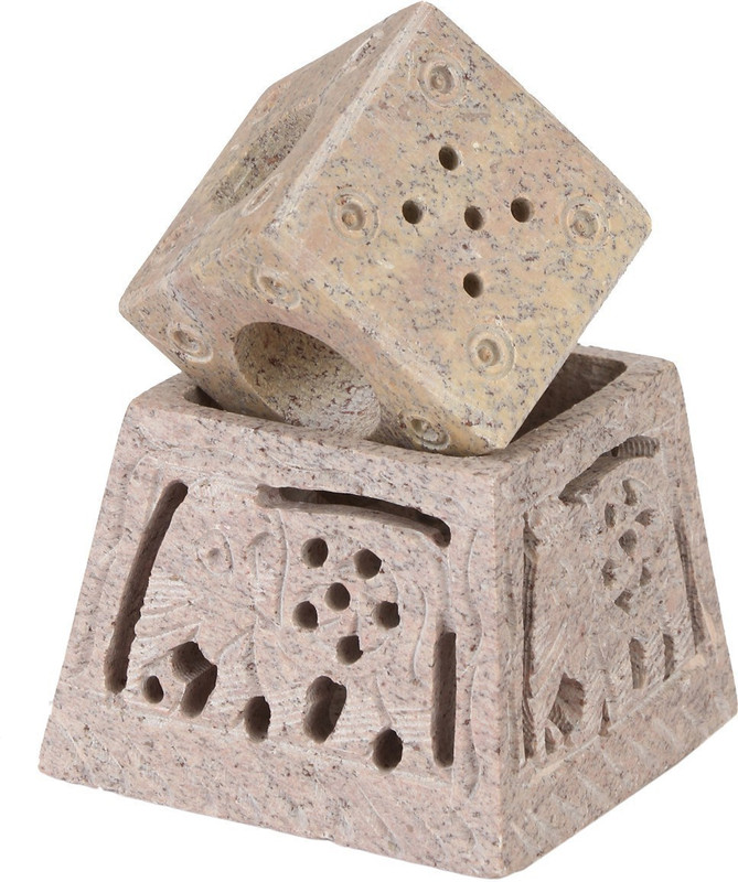 u carry me Hand Carved Soapstone Incense Holder / Candle holder / Tea light Holder Stoneware 1, 4 - Cup Candle Holder(White, Pack of 1)