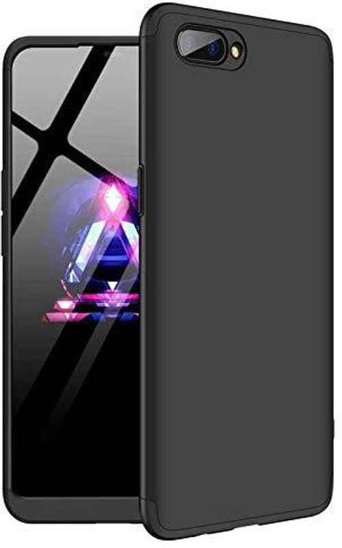 happy pops Front & Back Case for OPPO Realme 1 - 3 in 1 Shock Proof Double dip GKK 360 Full Protection Hard Case (Full Black)(Black, Dual Protection)