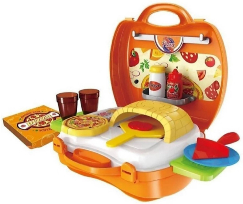 sanjary supreme quality Kids Bring Along Pizza Oven Suitcase Set Pretend and Play toys for kids - 22 Pieces