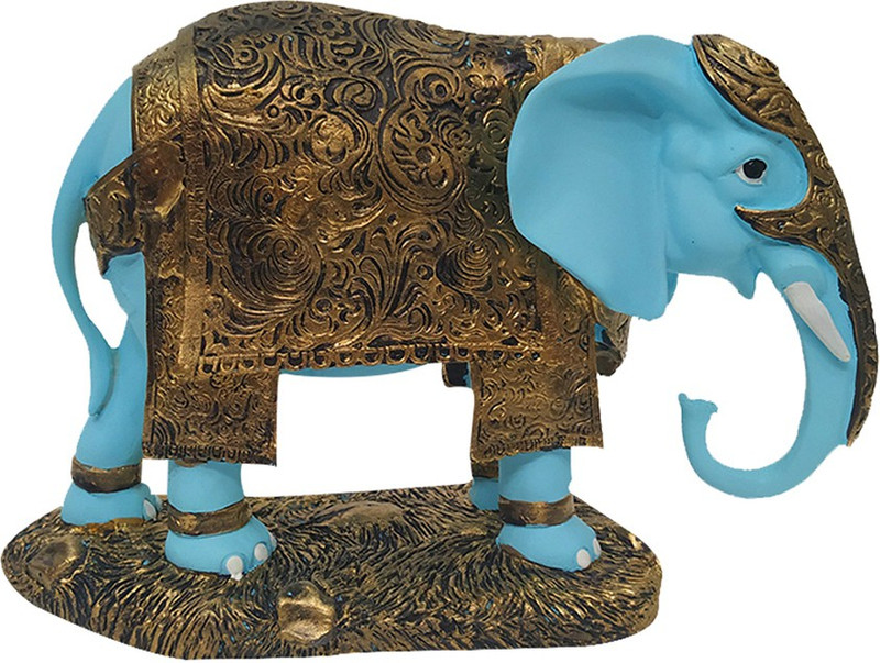 Fabzone Elephant Statue Vastu Decorative Wild Animal Figurine Home Interior Decor Item Feng Shui Table Idol Handicraft Pet Animal Figure Antique Gift Item Decorative Showpiece 23 Cm Polyresin Blue Gold Buy