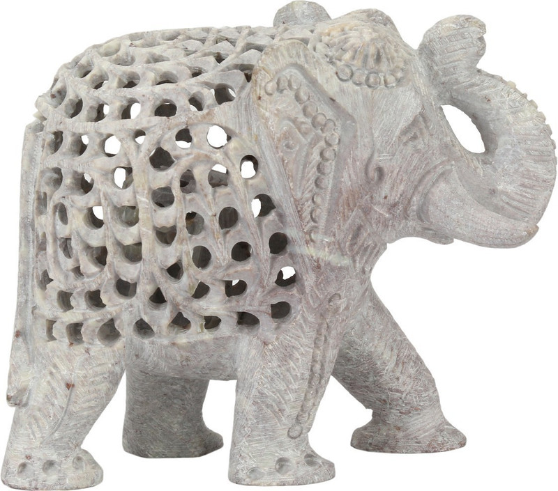 u carry me Hand carved stone - I LOVE ANIMALS - Lucky Mother Elephant with baby elephant inside - Soap Stone Figurine / Decor Statue / Center piece from city of Taj Mahal, Agra. Unique Hand Carved Stone Work in Jaali or open work from a single block of stone.( 4??? x 2.5??? x 3.5??? inches) Decorati