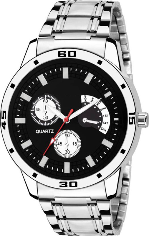 skmi Black Shineable Dial~Stainless~Still~Strap Mens Smart Analog Watch  - For Men