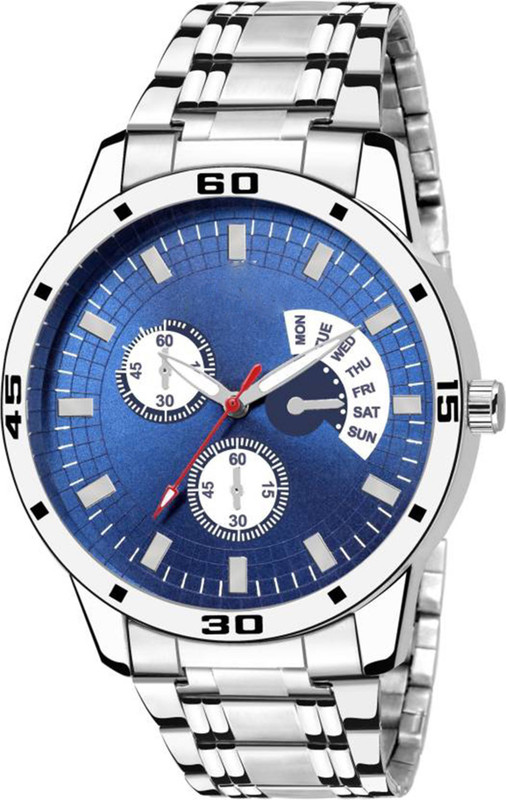 skmi Blue Shineable Dial~Stainless~Still~Strap Mens Smart Analog Watch  - For Men