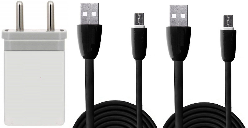 MUSTTALK Dual Port Charger With USB Micro 2.4A Leather Round Charging Cable / Fast Charging / Data Tranfer / Easy to use Flexible Plug in outdoor Use Mettel Shield Rapid 10000+ Bend Lifespan Charging Cable For All Micro Mobile / Tablet Mobile Charger(Grey , Black, Cable Included)