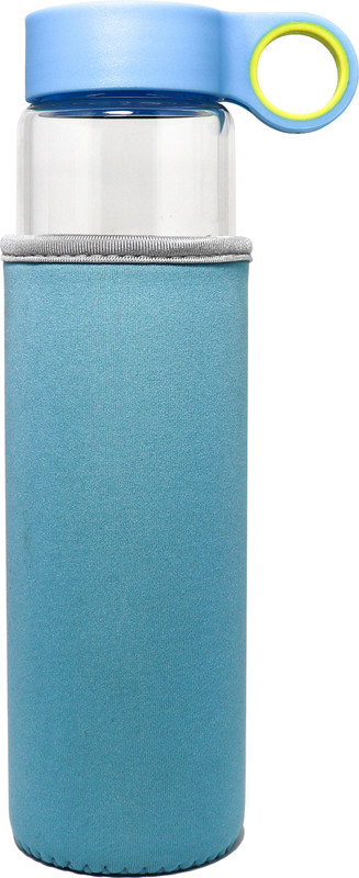 jsdc Glass Water Bottle/Glass Tea Bottle/Glass Coffee Bottle 450 Bottle(Pack of 1, Blue)