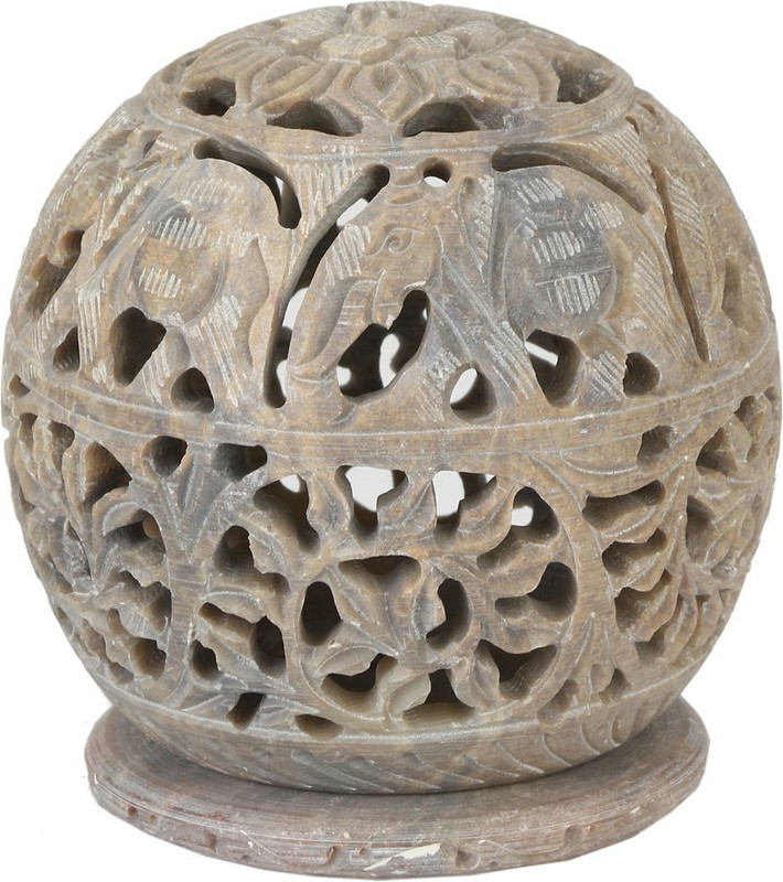 u carry me Soapstone Rounded Tea Light Holder (Beige) Marble Candle Holder(Beige, Pack of 1)
