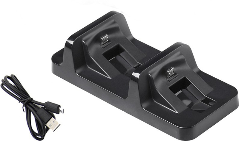 RIANZ New Dobe Dual Charging Dock for PS4 Controller, PS4 Controller Charging Stand (Black) Charging Station(Playstation 4)