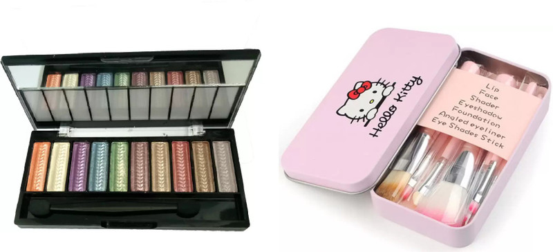 hich 10 Eye Shadow Compact Case & Hello Kitty Makeup Brush(2 Items in the set)