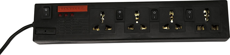 Pinnacle Spike Guard with Surge Protector – Spike Booster – Spike Board with 5 Metre Cord – Extension Boards with 4 Sockets - Spike Buster – Ideal for Home, Offices, Shops 4 Socket Surge Protector(Black)