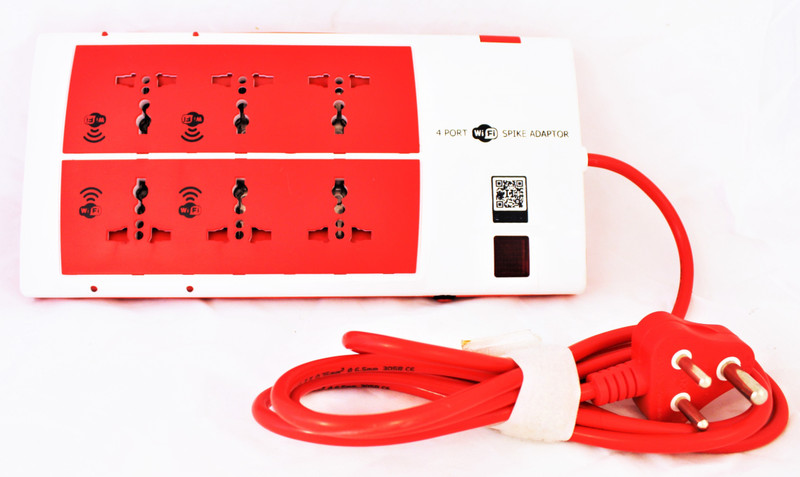 graylogix 4 Port WIFI Smart Switch Spike Adapter 6 Socket Surge Protector(Red)
