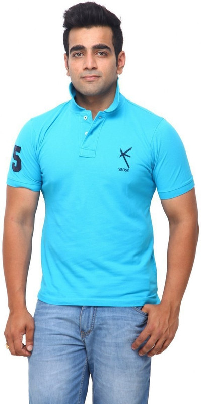 Yross Designs Solid Men Polo Neck Light Green T-Shirt