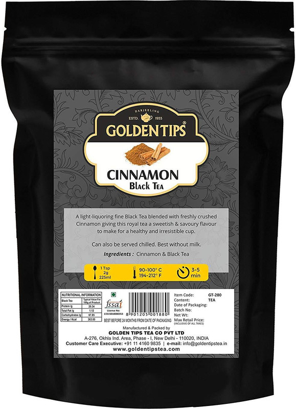 Golden Tips Cinnamon Black Loose Leaf Tea, 100gm (40 Cups) - 100% Authentic Indian Spiced Tea Cinnamon Black Tea Box(100 g)