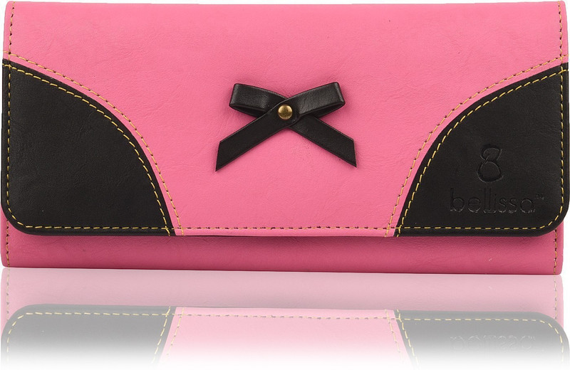 bellissa Women Casual Pink, Black Artificial Leather Wallet(6 Card Slots)