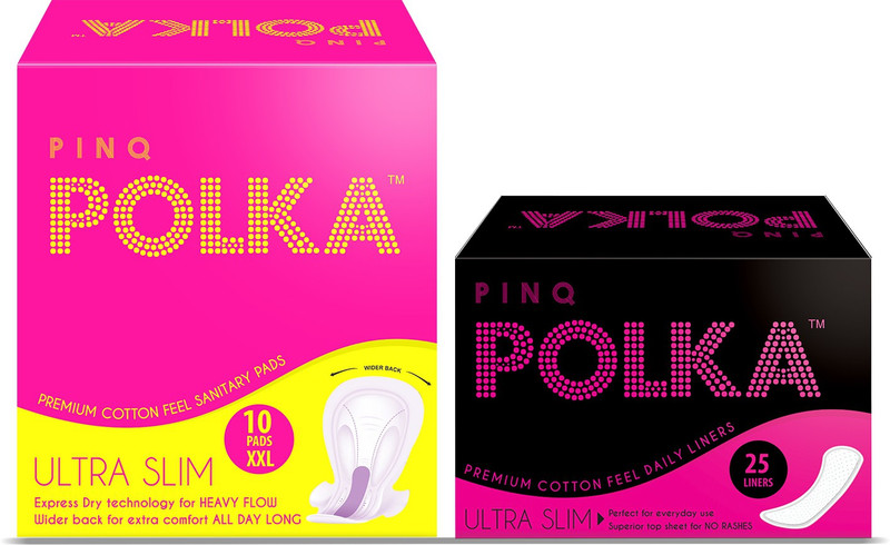 pinq polka 25 Daily Liners & 10 XXL Sanitary Pads – Premium Ultra Slim Combo (All You Need Pack) Sanitary Pad(Pack of 35)