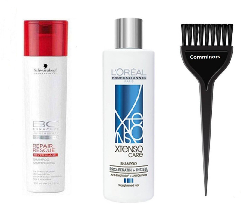 comminors of hair Brush & BC Bonacure Repair Resuce hair shampoo 250ml & X-tenso Care Pro-Keratin incell Shampoo 250ml (set of 3)(3 Items in the set)