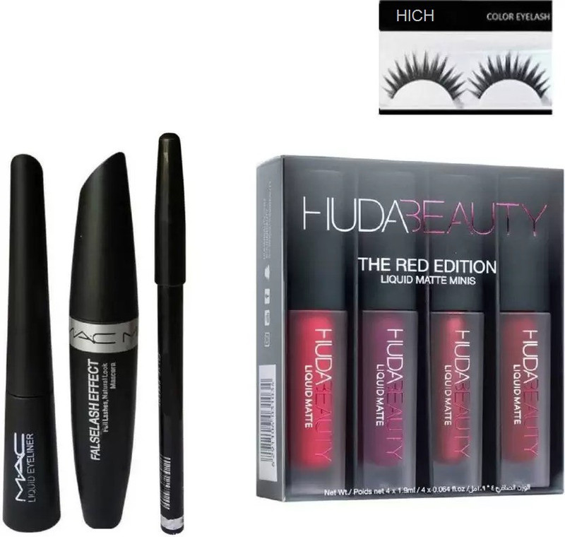 hich Eyebrow Pencil Black & Liquid EyeLiner & Mascara ( 3in1) & Red Edition(5 Items in the set)