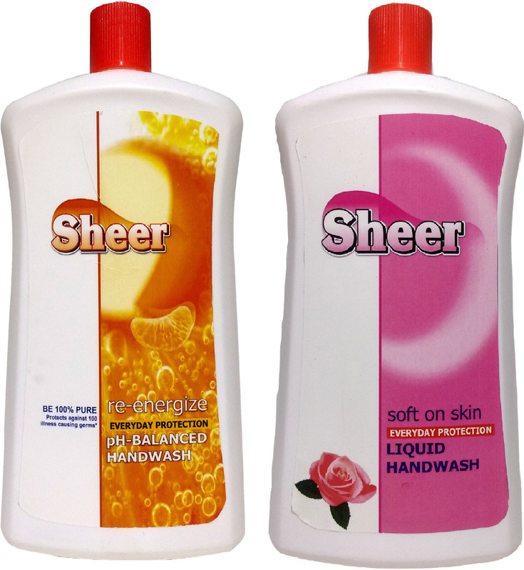 sheer Hand Wash Refill Pack 2X900ml Orange, Rose Bottle(2 x 900 ml)