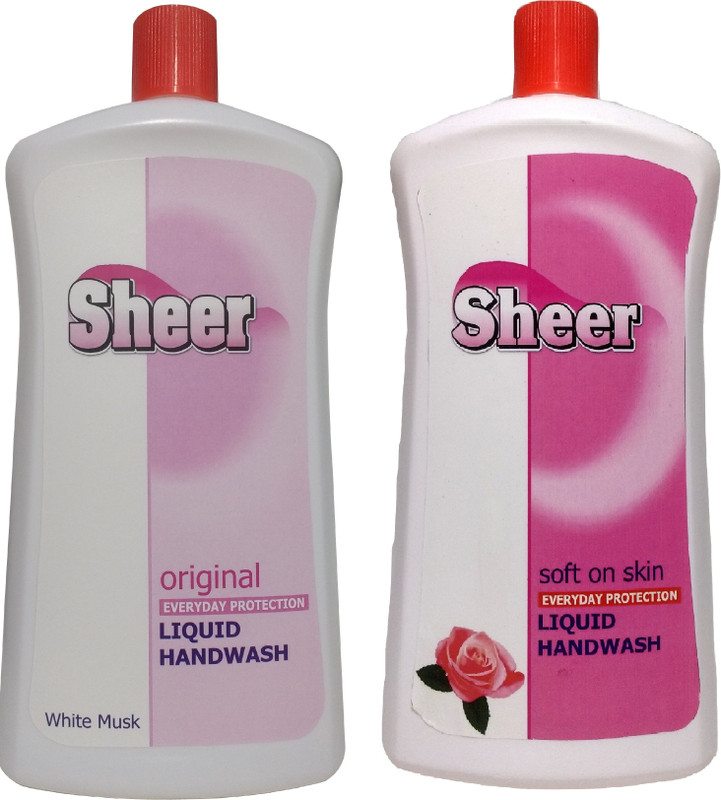 sheer Hand Wash Refill Pack 2X900ml White MusK, Rose Bottle(2 x 900 ml)