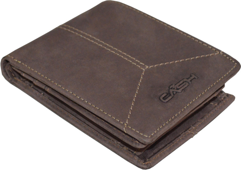 cash Men Casual Brown Genuine Leather Wallet(6 Card Slots)