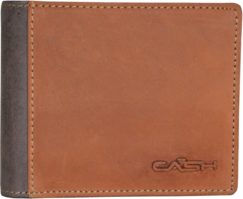 cash Men Casual Tan Genuine Leather Wallet(6 Card Slots)