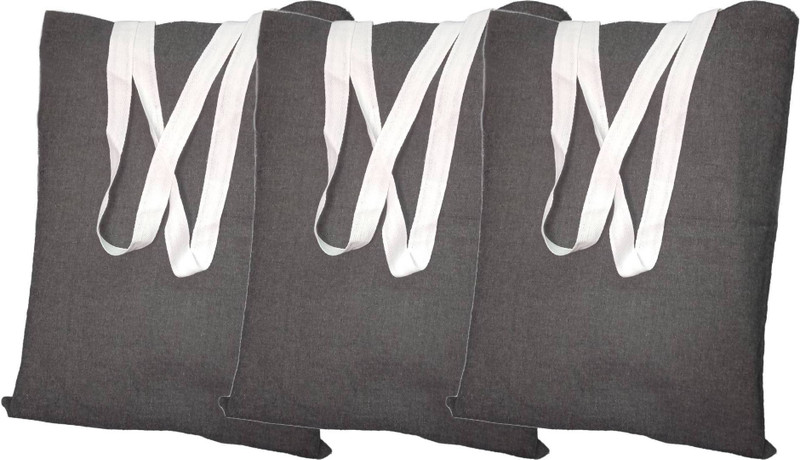 Rawpockets Rawbags 'Black Shopping bag(Pack of 3)', reusable 100% Cotton Eco-Friendly |ToteBag |Black colour|Eco bag |Canvas Fabric Multipurpose Bag(Black, 5)