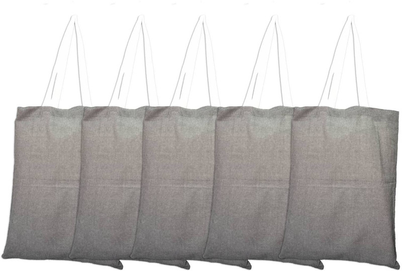 Rawpockets Rawbags 'Black Shopping bag(Pack of 5)', reusable 100% Cotton Eco-Friendly |ToteBag |grey colour|Eco bag |Canvas Fabric Multipurpose Bag(Grey, 5)