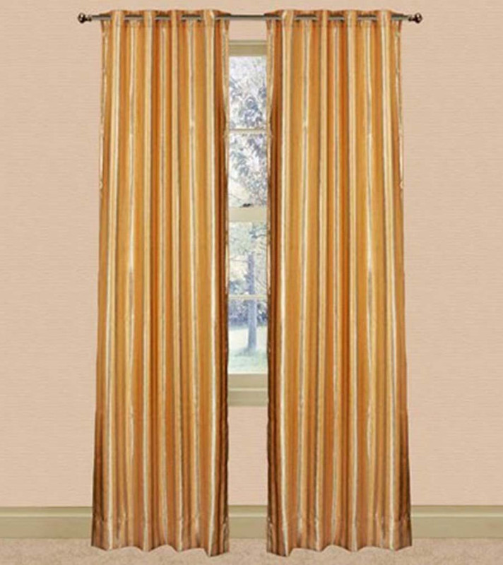 Lalco Interiors 43 cm (1 ft) Polyester Door Curtain Single Curtain(Striped, gold and yellow)