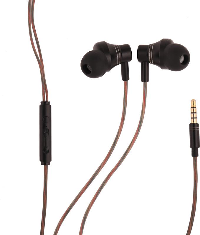 reewo in-ear high bass earphones with mic and slide volume button Wired Headset with Mic(Black, In the Ear)