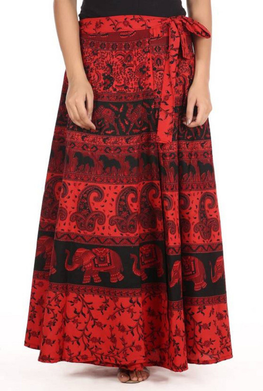 anmol enterprises Printed Women Wrap Around Red Skirt
