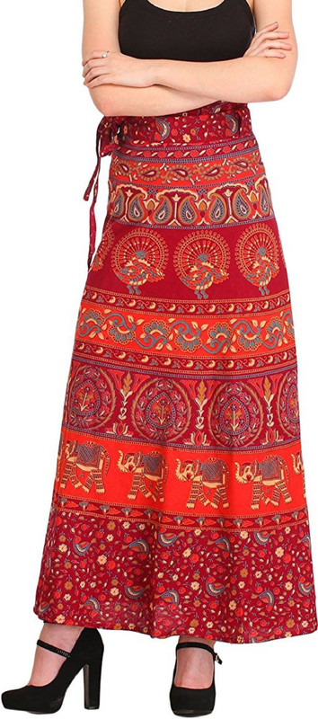 anmol enterprises Printed Women Wrap Around Maroon Skirt