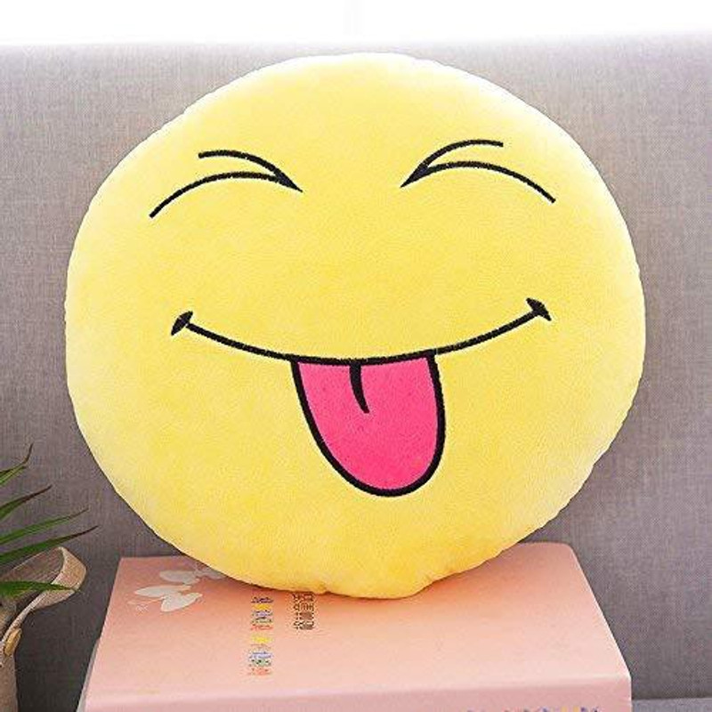 prachi toys Smiley Thick Plush Pillow Round Cushion Pillow Stuffed /Gift for Kids/for Birthday Gift  - 30 cm(Yellow)