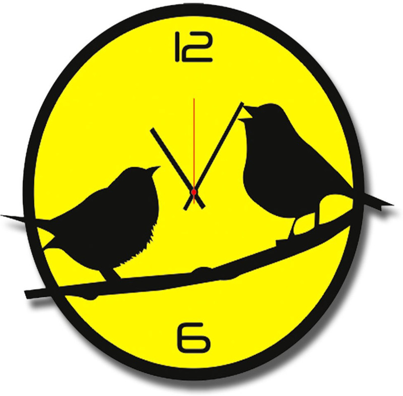 e india fashion Analog 38 cm X 46 cm Wall Clock(Yellow, Black, Without Glass)