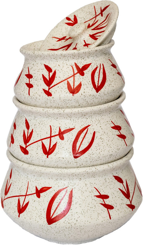 clayart9 White Casserole set Pack of 3 Serve Casserole Set(3000 ml)