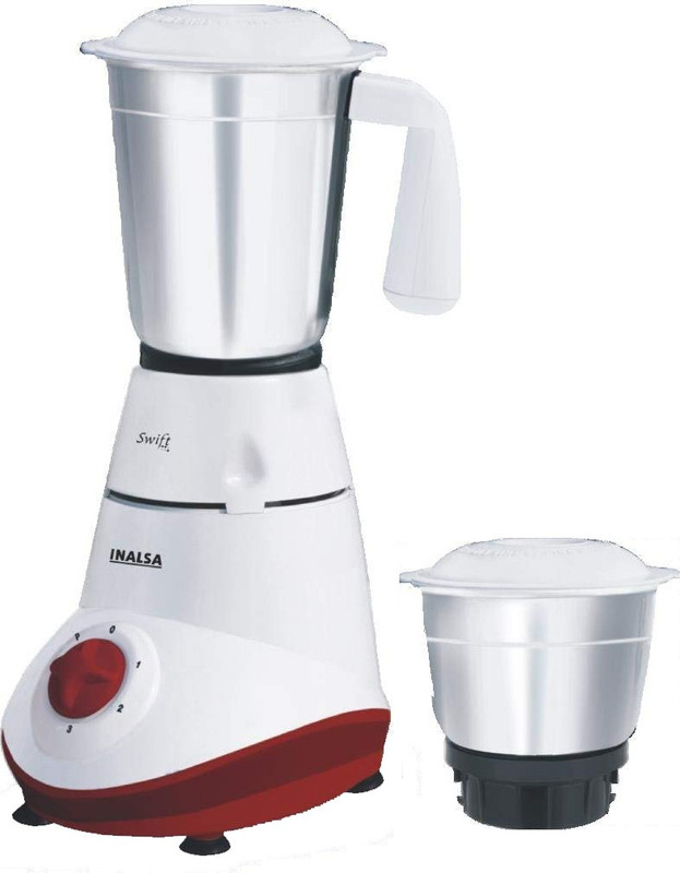 Inalsa Na Swift 2 jar 500 Mixer Grinder(White,Red, 2 Jars)