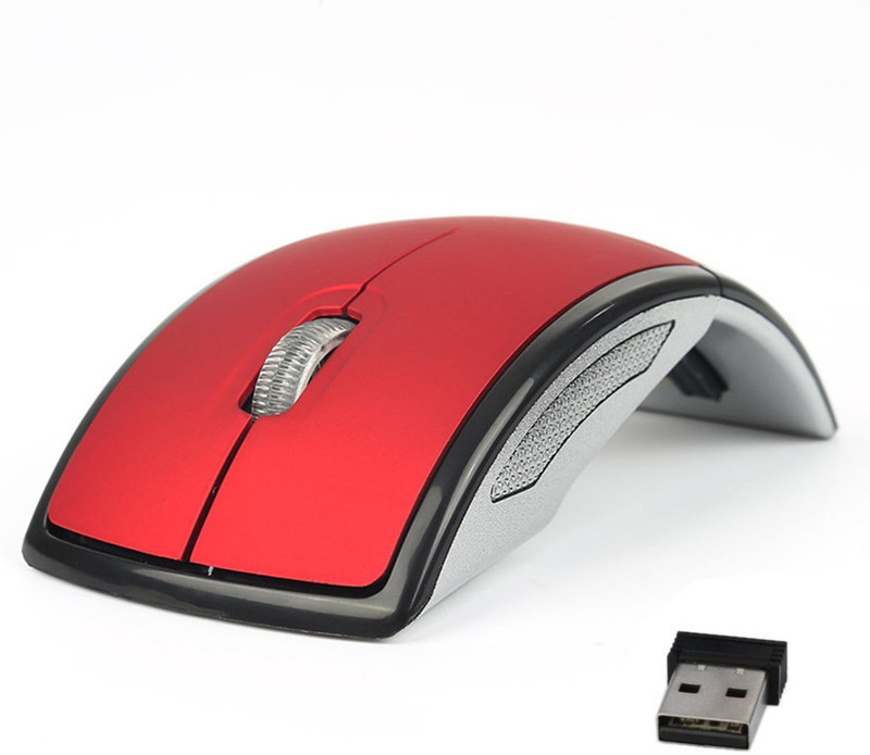 TecMac New Folding Mini Mouse 2.4GHz Arc Optical with USB Receiver Suitable for Laptop, PC Computer, Desktop, Notebook Wireless Optical Gaming Mouse(2.4GHz Wireless, Red)