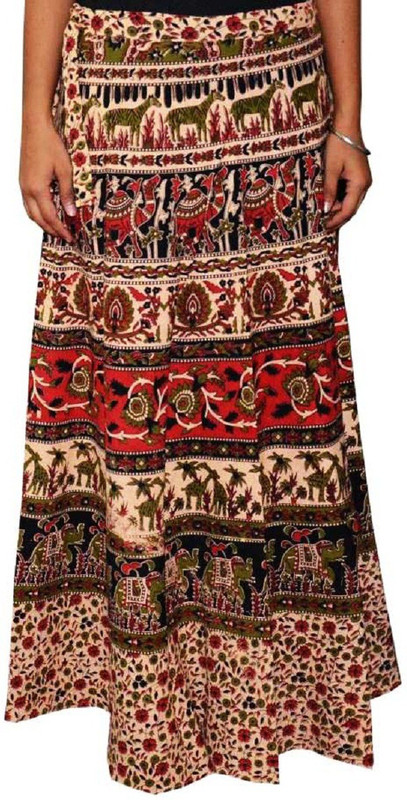 anmol enterprises Printed Women Wrap Around Brown Skirt
