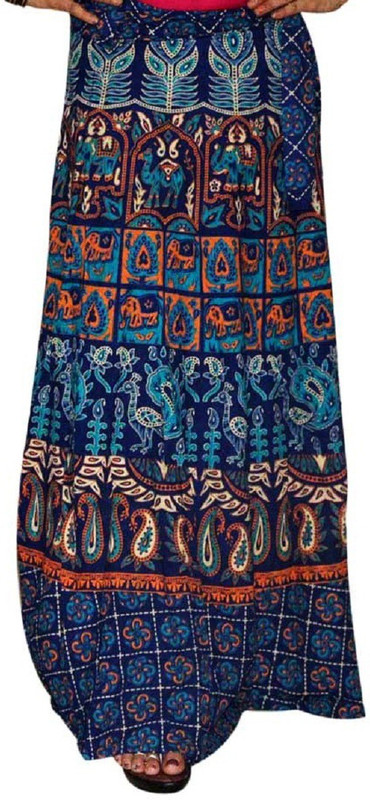 anmol enterprises Printed Women Wrap Around Dark Blue Skirt