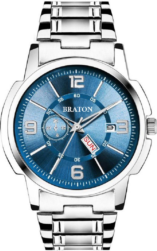 Buy Braton BT1950SM04 New stylist collection Blue Dial Silver Stainless Steel Strap Analog Day Date working Wrist Analog Watch For Men Online at desertcartINDIA