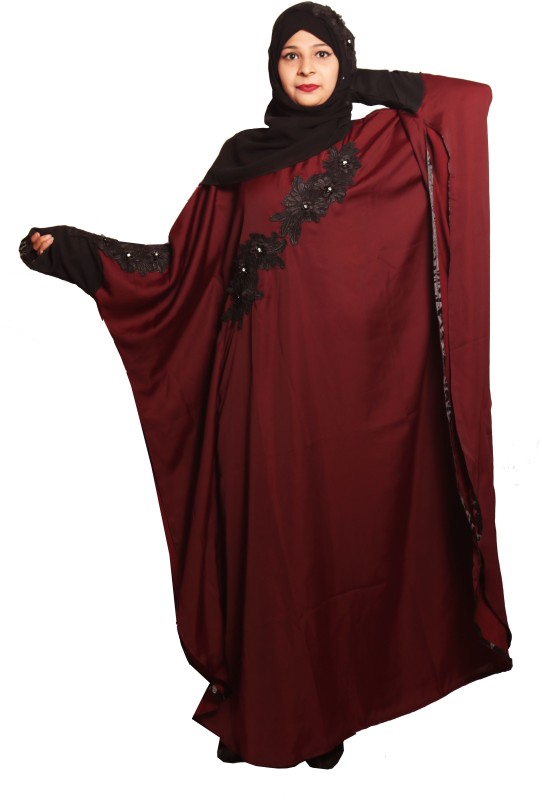 Modest City ABAYAMOD000186 NIDA Soft Imported High Quality Solid Abaya With Hijab(Maroon)