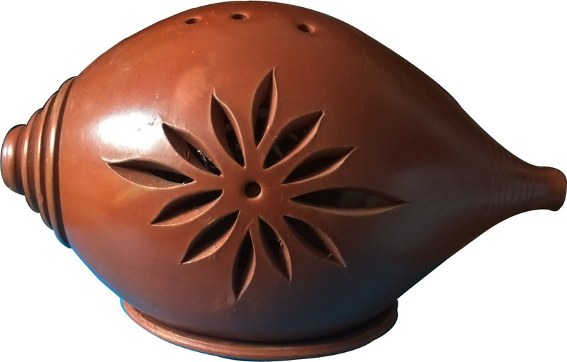 sawan shopping mart Terracotta Shank shape Tea light holder Home Decorative Handicraft Gift Showpiece -Decorative Showpiece - 20x11 cm  (Terracotta, Brown) Terracotta 1 - Cup Tealight Holder(Brown, Pack of 1)
