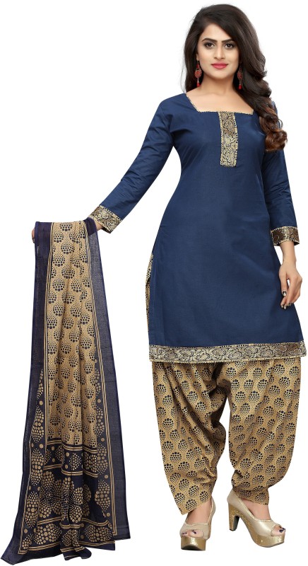 Saarah Cotton Blend Printed, Self Design Salwar Suit Material(Unstitched)