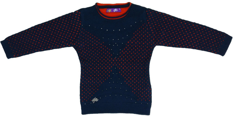 gfo Girls Pure Wool Sweater Top(Dark Blue, Pack of 1)