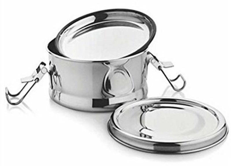 ethniccreations2 Leak Proof Stainless Steel Single Decker Lunch Box, 500 Ml, Silver 1 Containers Lunch Box(500 ml)